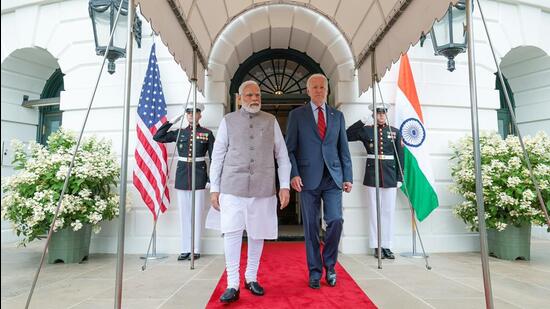 Prime Minister Narendra Modi with United States President Joe Biden at the White House on Friday. (PIB)