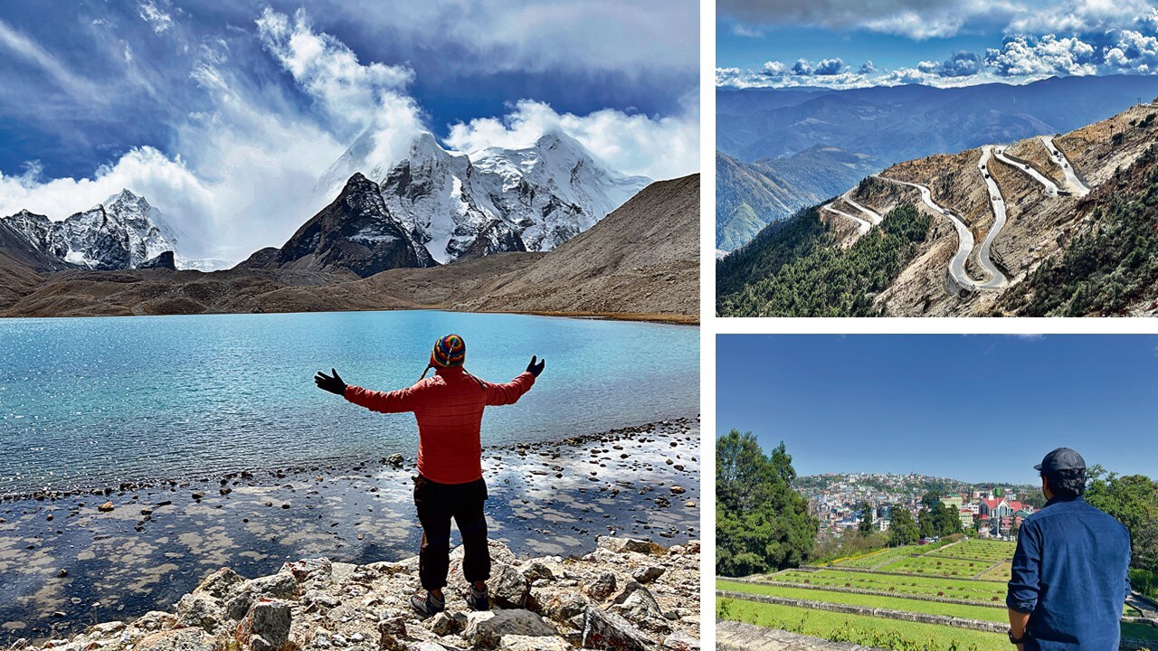 (Clockwise from above) At the Gurudongmar Lake in Sikkim; Sela Pass in Arunachal Pradesh; and Kohima war cemetery in Nagaland.