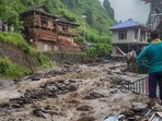 Mandi: A flooded area following heavy rainfall, in Mandi district, Sunday, June 25, 2023. Mandi: A flooded area following heavy rainfall, in Mandi district, Sunday, June 25, 2023.