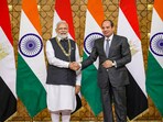 Eqyptian President Abdel Fattah El-Sisi confers Prime Minister Narendra Modi with 'Order of the Nile' award. Eqyptian President Abdel Fattah El-Sisi confers Prime Minister Narendra Modi with 'Order of the Nile' award.