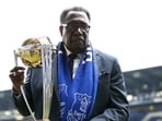 Former West Indies captain Clive Lloyd poses with the Cricket World Cup Trophy. Former West Indies captain Clive Lloyd poses with the Cricket World Cup Trophy.