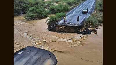 A bridge caved in the aftermath of cyclone Biparjoy that made landfall in Gujarat earlier in June. (REUTERS) A bridge caved in the aftermath of cyclone Biparjoy that made landfall in Gujarat earlier in June. (REUTERS)