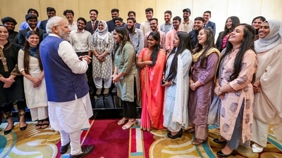 Prime Minister Narendra Modi interacts with the Indian Community, in Cairo on Saturday. (ANI) Prime Minister Narendra Modi interacts with the Indian Community, in Cairo on Saturday. (ANI)