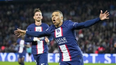 PSG's Kylian Mbappe celebrates scoring his side's opening goal (AP) PSG's Kylian Mbappe celebrates scoring his side's opening goal (AP)