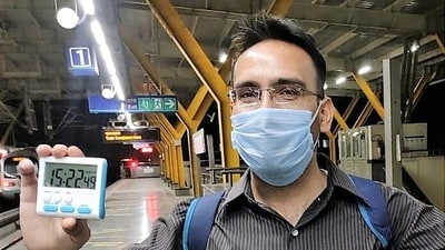 The Delhi-based freelance researcher set a Guinness World Record by travelling to all Delhi Metro stations in 15 hours and 22 minutes. (Twitter) The Delhi-based freelance researcher set a Guinness World Record by travelling to all Delhi Metro stations in 15 hours and 22 minutes. (Twitter)