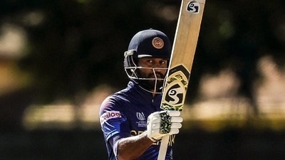 Opener Dimuth Karunaratne made a run-a-ball 103 Opener Dimuth Karunaratne made a run-a-ball 103
