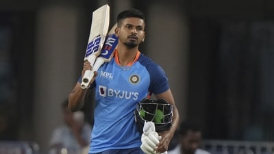 Indian cricketer Shreyas Iyer attends a training session (AP) Indian cricketer Shreyas Iyer attends a training session (AP)