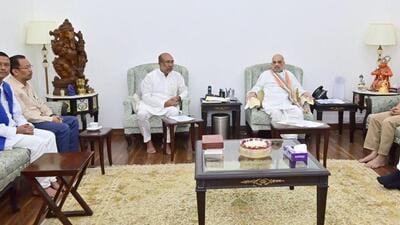 Manipur chief minister N Biren Singh called on Union home minister Amit Shah in New Delhi (Twitter/@NBirenSingh) Manipur chief minister N Biren Singh called on Union home minister Amit Shah in New Delhi (Twitter/@NBirenSingh)