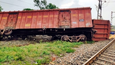Several boggies derailed after two goods trains collided with each other near West Bengal's Bankura. (PTI)