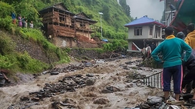 Mandi: A flooded area following heavy rainfall, in Mandi district, Sunday, June 25, 2023. (PTI) Mandi: A flooded area following heavy rainfall, in Mandi district, Sunday, June 25, 2023. (PTI)