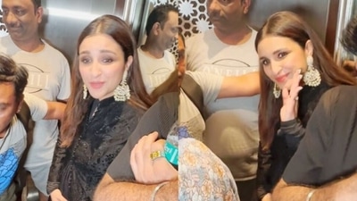Parineeti Chopra spoke with the paparazzi at an event. Parineeti Chopra spoke with the paparazzi at an event.