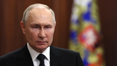 Russia�s President Vladimir Putin delivers a video address, on June 24, 2023, as Wagner fighters stage rebellion. (AFP) Russia�s President Vladimir Putin delivers a video address, on June 24, 2023, as Wagner fighters stage rebellion. (AFP)
