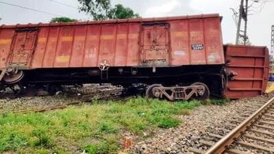 Several boggies derailed after two goods trains collided near West Bengal’s Bankura (PTI Photo)