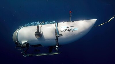 FILE - This photo provided by OceanGate Expeditions shows a submersible vessel named Titan used to visit the wreckage site of the Titanic. The wrecks of the Titanic and the Titan sit on the ocean floor, separated by 1,600 feet (490 meters) and 111 years of history. How they came together unfolded over an intense week that raised temporary hopes and left lingering questions. (OceanGate Expeditions via AP, File) (AP) FILE - This photo provided by OceanGate Expeditions shows a submersible vessel named Titan used to visit the wreckage site of the Titanic. The wrecks of the Titanic and the Titan sit on the ocean floor, separated by 1,600 feet (490 meters) and 111 years of history. How they came together unfolded over an intense week that raised temporary hopes and left lingering questions. (OceanGate Expeditions via AP, File) (AP)