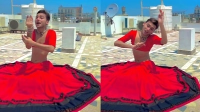 Man in lehenga dances to Zihaal-E-Muskin. (Instagram/@amit_the_shinning_star)