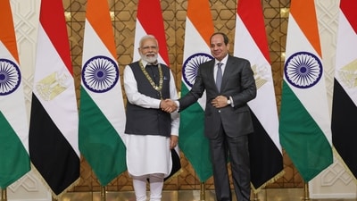 During his visit, PM Modi was awarded Egypt's highest state honour, the 'Order of the Nile'. This marks the 13th time that PM Modi has been bestowed with the highest state honour from different countries worldwide. Over the past nine years, PM Modi has received numerous international awards, including the Companion of the Order of Logohu, Companion of the Order of Fiji, and the Ebakl Award by the Republic of Palau, among others. During his visit, PM Modi was awarded Egypt's highest state honour, the 'Order of the Nile'. This marks the 13th time that PM Modi has been bestowed with the highest state honour from different countries worldwide. Over the past nine years, PM Modi has received numerous international awards, including the Companion of the Order of Logohu, Companion of the Order of Fiji, and the Ebakl Award by the Republic of Palau, among others.