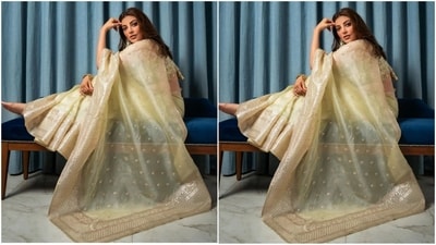Treating her fans to a delightful weekend surprise, the actress took to Instagram on Sunday, sharing a series of captivating pictures with the caption, "Aisi Adaa dekhi"&nbsp; (Instagram/@kajalaggarwalofficial)