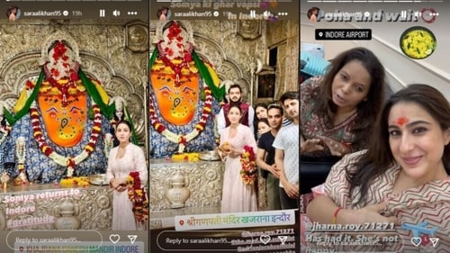 Sara Ali Khan visited a temple in Indore. Sara Ali Khan visited a temple in Indore.