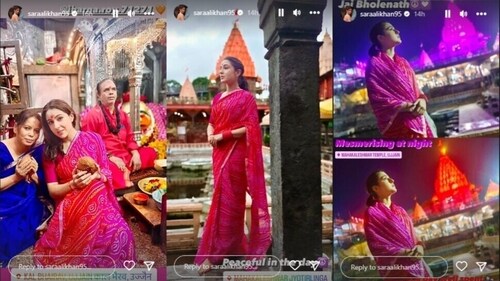 Sara Ali Khan visited temples in Ujjain. Sara Ali Khan visited temples in Ujjain.