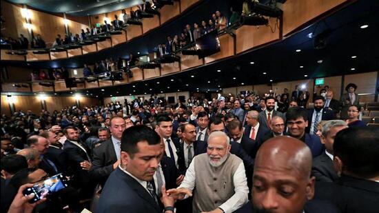 Prime Minister Narendra Modi at the US-India Strategic Partnership Forum (USISPF) event at Kennedy Centre in Washington DC, on Friday. (ANI)