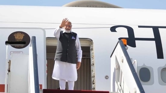 PM Modi emplanes for New Delhi after concluding his ‘historic’ two-day State visit to the Middle East nation, Egypt.&nbsp;(Twitter/PMO)