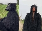 UP farmers are wearing 'bear costume' to protect their crops from monkeys. 