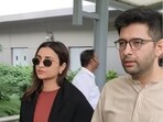 Parineeti Chopra and Raghav Chadha at Delhi airport. (Photo: Manav Manglani) Parineeti Chopra and Raghav Chadha at Delhi airport. (Photo: Manav Manglani)