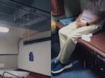 The roof of a coach in Avantika Express leaking during rain. The roof of a coach in Avantika Express leaking during rain.