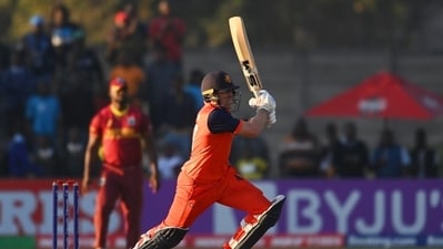 Logan van Beek scored 30 runs and picked up two wickets against West Indies in the Super Over thriller (ICC)