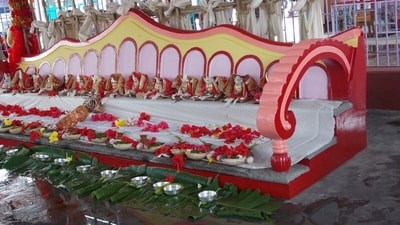 The Historical Kharchi Puja is a significant religious festival celebrated by the people of Tripura to honour the fourteen deities, believed to be the guardians of the state. The Historical Kharchi Puja is a significant religious festival celebrated by the people of Tripura to honour the fourteen deities, believed to be the guardians of the state.