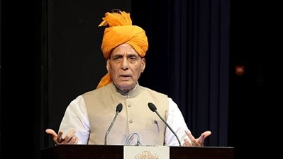 Defence Minister Rajnath Singh addresses 'India's National Security Conclave', in Jammu on Monday. (ANI) Defence Minister Rajnath Singh addresses 'India's National Security Conclave', in Jammu on Monday. (ANI)