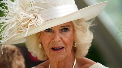 Britain's Queen Camilla looks on as she attends day five of Royal Ascot at Ascot Racecourse, in Berkshire, England, Saturday June 24, 2023. ( AP/PTI)(AP06_24_2023_000234A) (AP) Britain's Queen Camilla looks on as she attends day five of Royal Ascot at Ascot Racecourse, in Berkshire, England, Saturday June 24, 2023. ( AP/PTI)(AP06_24_2023_000234A) (AP)