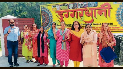 Members of the self-help group at the restaurant in Reasi on Monday. (HT Photo)
