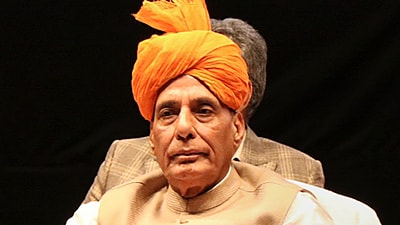 Defence Minister Rajnath Singh during a National Security Conclave', at Zorawar Singh Auditorium in Jammu, Monday. (PTI) Defence Minister Rajnath Singh during a National Security Conclave', at Zorawar Singh Auditorium in Jammu, Monday. (PTI)