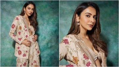 Meanwhile, Rakul Preet's promotional looks for I Love You have been on-point. Earlier, she had posted another photoshoot for which she slipped into a pantsuit featuring an ethnic twist. She even captioned her post, "Desi twist." The ensemble is from the shelves of the designer label Vaishali Agarwal. (Instagram) Meanwhile, Rakul Preet's promotional looks for I Love You have been on-point. Earlier, she had posted another photoshoot for which she slipped into a pantsuit featuring an ethnic twist. She even captioned her post, "Desi twist." The ensemble is from the shelves of the designer label Vaishali Agarwal. (Instagram)