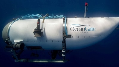 OceanGate said that the Titan was a 23,000-pound submersible made of carbon fibre and titanium (OceanGate Expeditions/Handout via REUTERS) (via REUTERS)