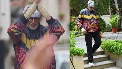 Amitabh Bachchan met fans outside Jalsa on Sunday. Amitabh Bachchan met fans outside Jalsa on Sunday.