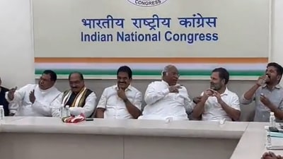 Congress leaders met with BRS leaders at the meeting held at the AICC headquarters in Delhi. (Twitter/INCIndia)