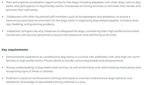 Job posting for a dog nanny. (escapethecity.org) Job posting for a dog nanny. (escapethecity.org)