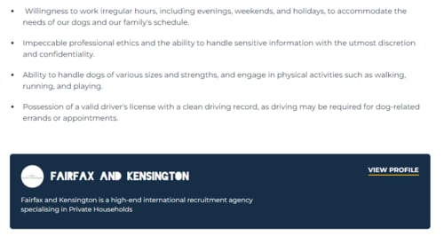 Job posting for a dog nanny. (escapethecity.org) Job posting for a dog nanny. (escapethecity.org)