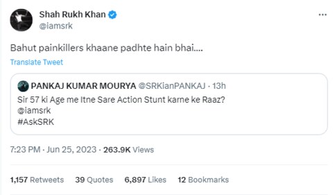 Shah Rukh Khan was at his wittiest best during his recent fan interaction on Twitter. Shah Rukh Khan was at his wittiest best during his recent fan interaction on Twitter.