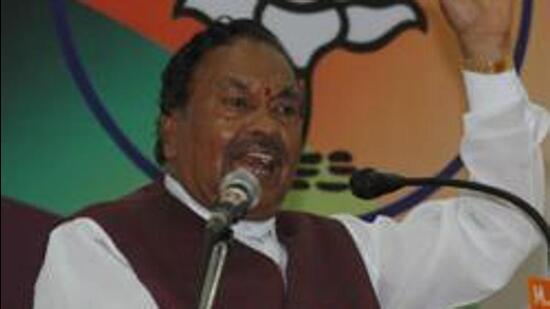 BJP leader KS Eshwarappa sparks row with his remarks on mosques. (HT)
