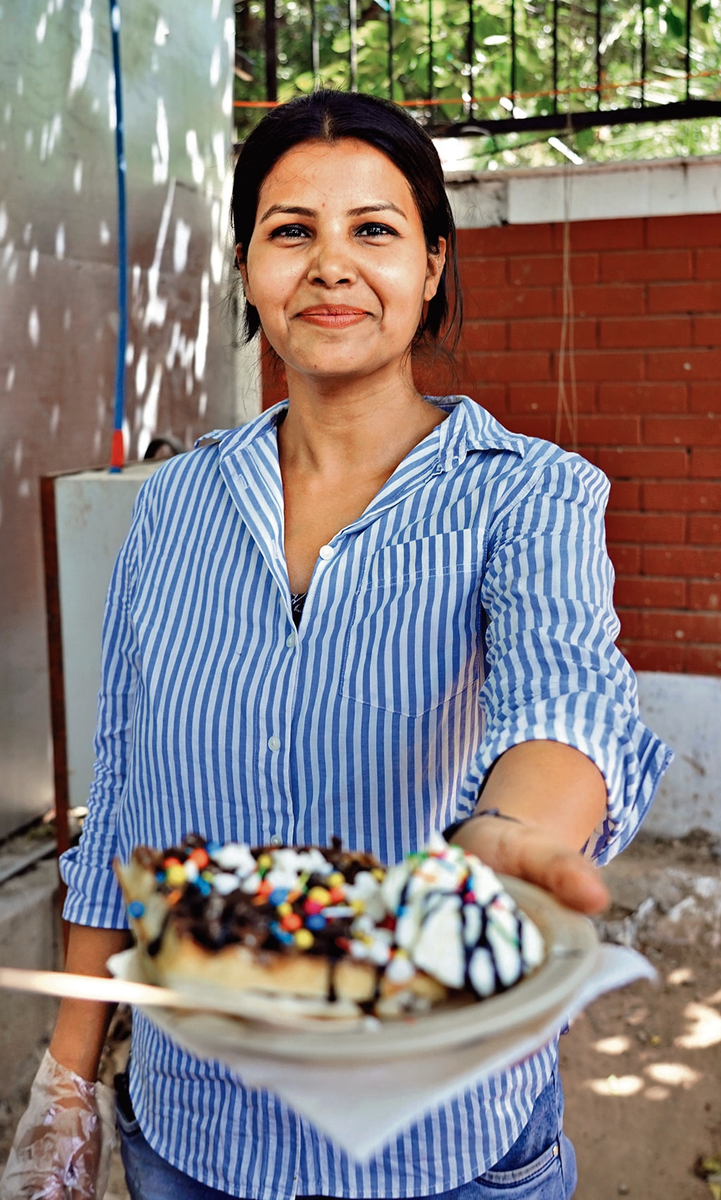 Rachna Solanki’s waffles, available in different flavours, are available for just ₹50. Rachna Solanki’s waffles, available in different flavours, are available for just ₹50.
