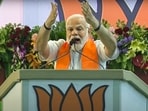 Prime Minister Narendra Modi addresses BJP booth workers at a meeting under the 'Mera Booth, Sabse Majboot' campaign, in Bhopal, Tuesday.