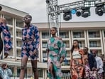 Models present dresses during the ninth edition of the Liputa fashion show in Goma, Democratic Republic of Congo, Saturday June 24, 2023.