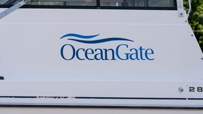 A logo on a vessel near the OceanGate Inc. offices in Everett, Washington, US, on Thursday, June 22, 2023 (Photographer: David Ryder/Bloomberg) (Bloomberg) A logo on a vessel near the OceanGate Inc. offices in Everett, Washington, US, on Thursday, June 22, 2023 (Photographer: David Ryder/Bloomberg) (Bloomberg)