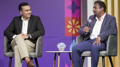 Former cricketers Virender Sehwag and Muttiah Muralitharan during the announcement of ICC Men's Cricket World Cup 2023 match schedule in Mumbai (PTI) Former cricketers Virender Sehwag and Muttiah Muralitharan during the announcement of ICC Men's Cricket World Cup 2023 match schedule in Mumbai (PTI)