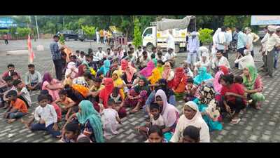 Prajapatis staging dharna at DM office in Baghpat . (Anil Saini) Prajapatis staging dharna at DM office in Baghpat . (Anil Saini)