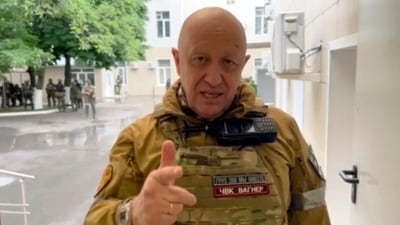 Yevgeny Prigozhin, the owner of the Wagner Group military company, is seen. Yevgeny Prigozhin, the owner of the Wagner Group military company, is seen.