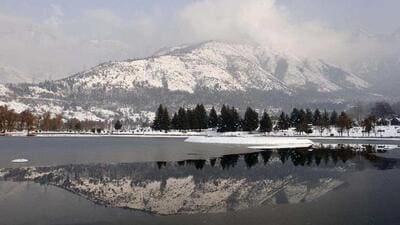Snow-clad Zabarwan mountains in the Kashmir Valley. (AP File Photo)
